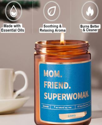 "Mom, Friend, Superwoman" Lavender-Scented Soy Wax Candle, 9 oz.