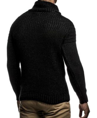 Men's Knitted Winter Pullover with Shawl Collar Sweater Hoodie Sweatshirt Slim Fit Long Sleeve
