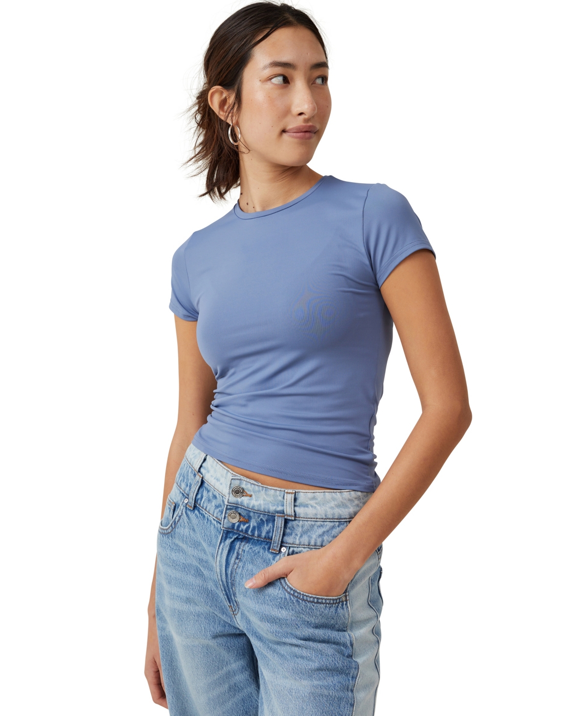 Shop Cotton On Women's Luxe Crew Neck Short Sleeve Top In Blue
