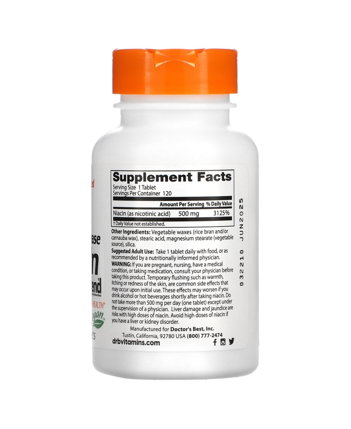 Doctor's Best Sustained-Release Niacin with niaXtend 500 mg - Tablets - Assorted Pre-pack (See Table 9