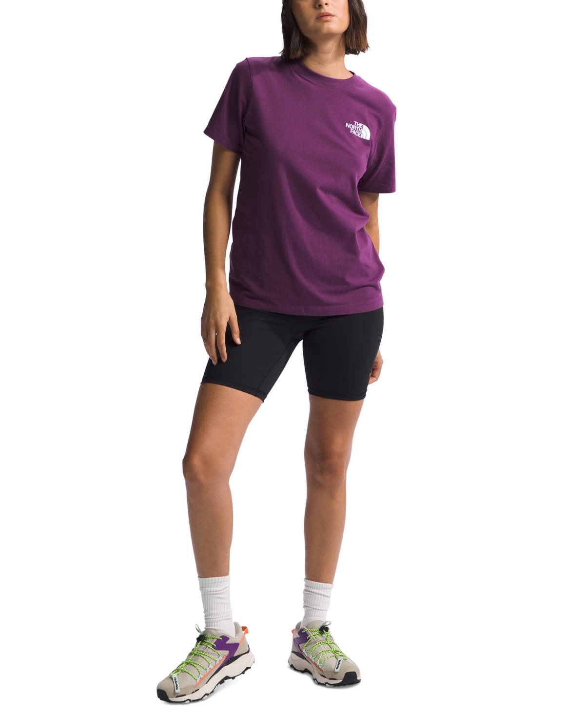Shop The North Face Women's Nse Box Logo T-shirt In Black Currant Purple