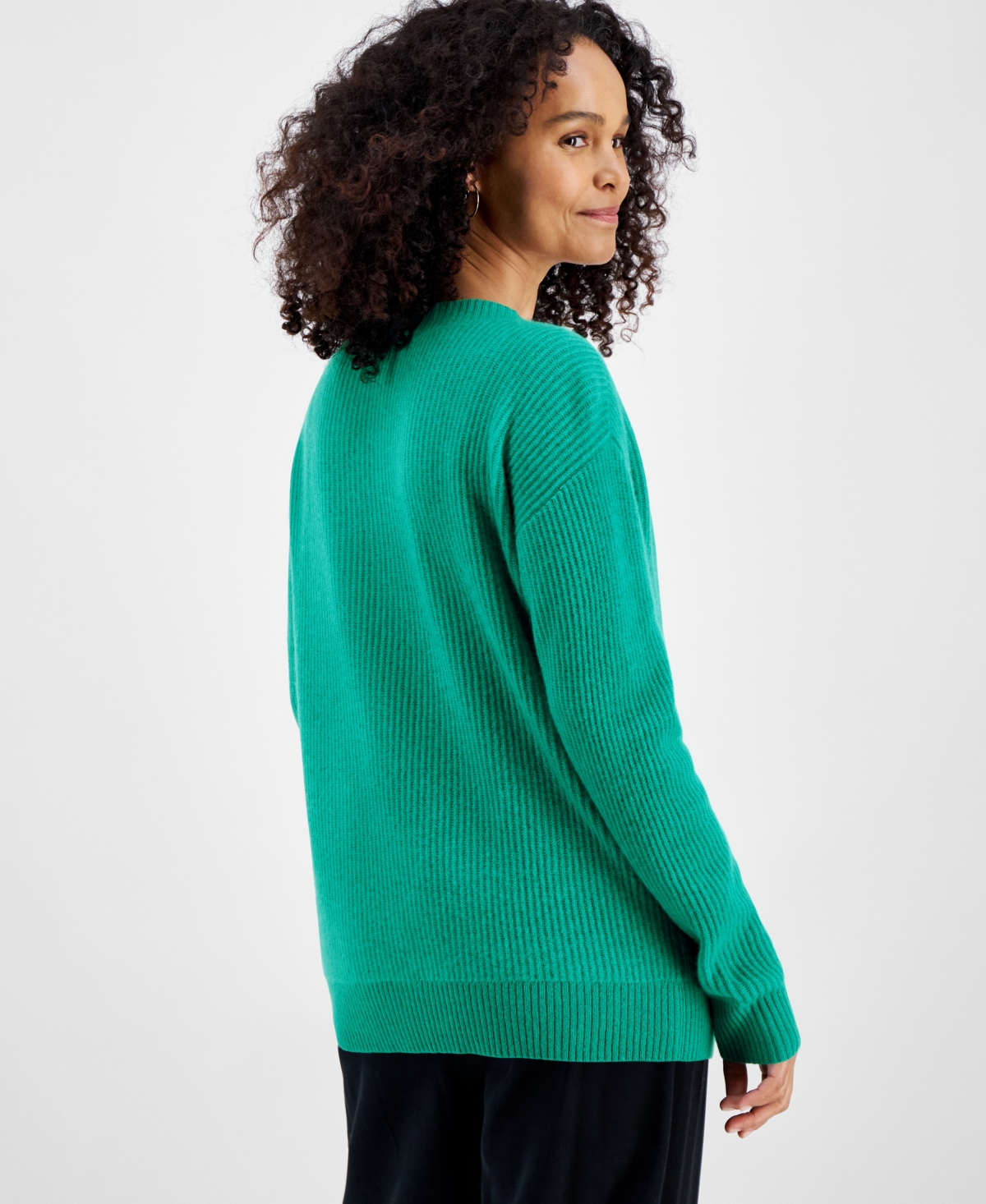 Charter Club Women's Petite 100% Cashmere Ribbed V-Neck Sweater, Created for Macy's