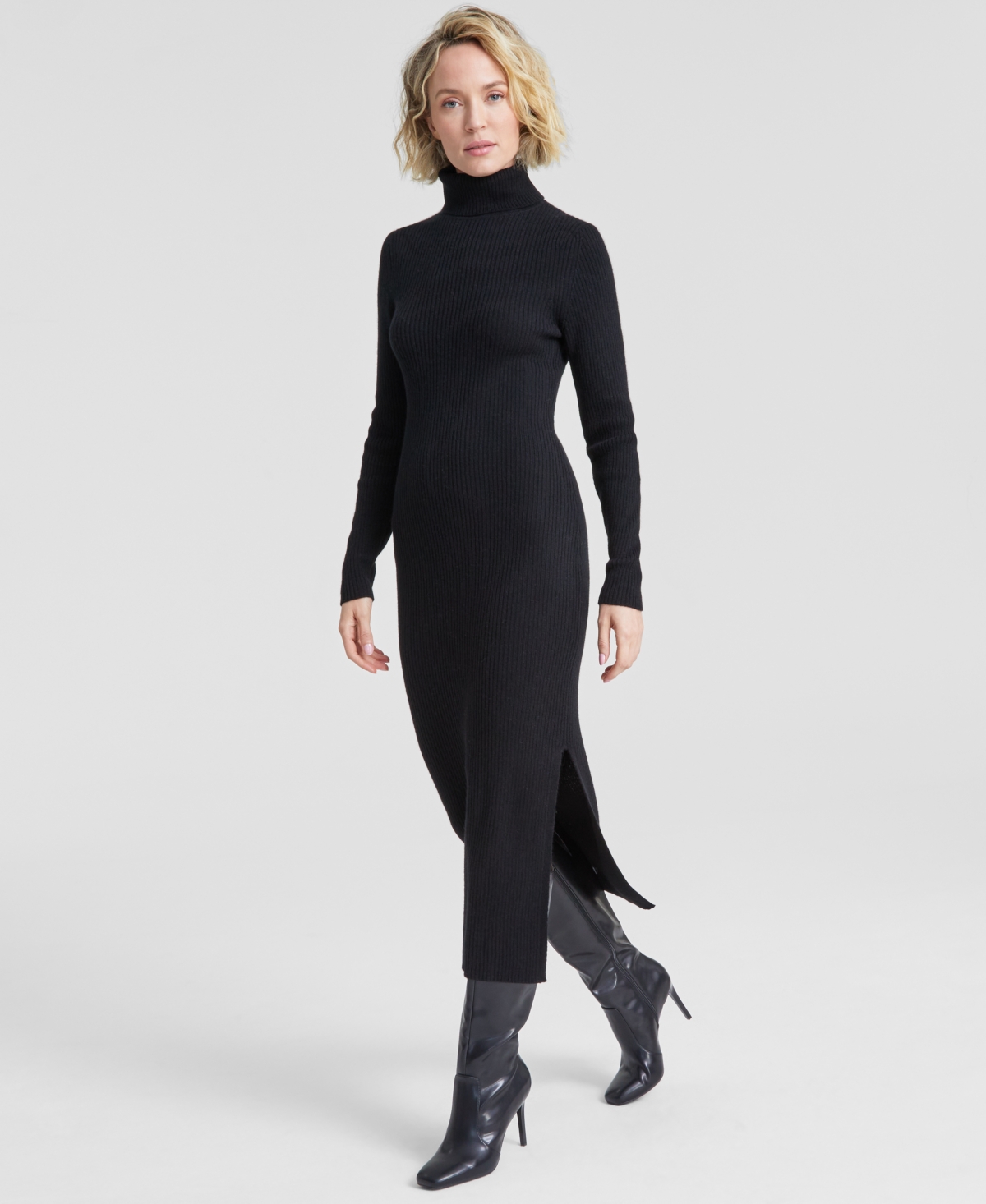 Charter Club Women's 100% Cashmere Turtleneck Midi Sweater Dress ...