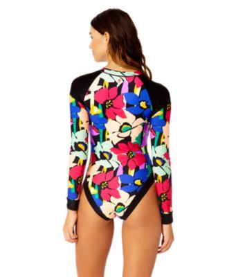 Women's Zip Front Rashguard One Piece Swimsuit