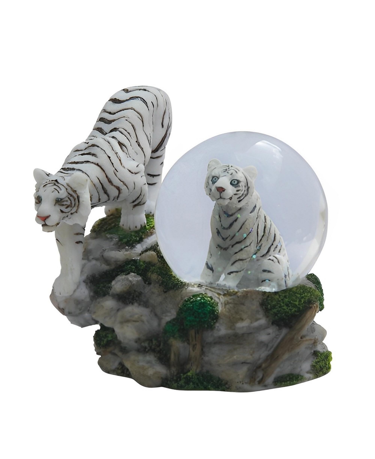 4"H White Tiger with Cub Glitter Snow Globe Home Decor Perfect Gift for House Warming, Holidays and Birthdays - Multicolor