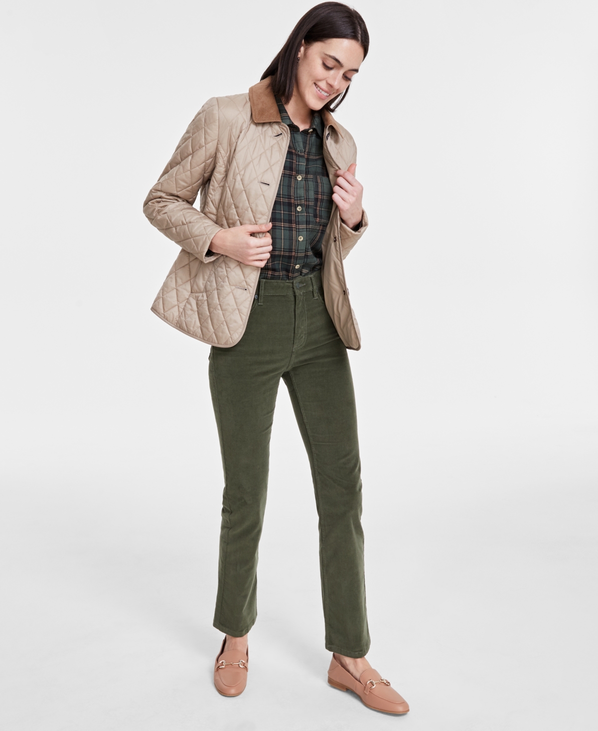 Barbour Women's Ombersley Quilted Corduroy-Collar Jacket, Created for Macy's