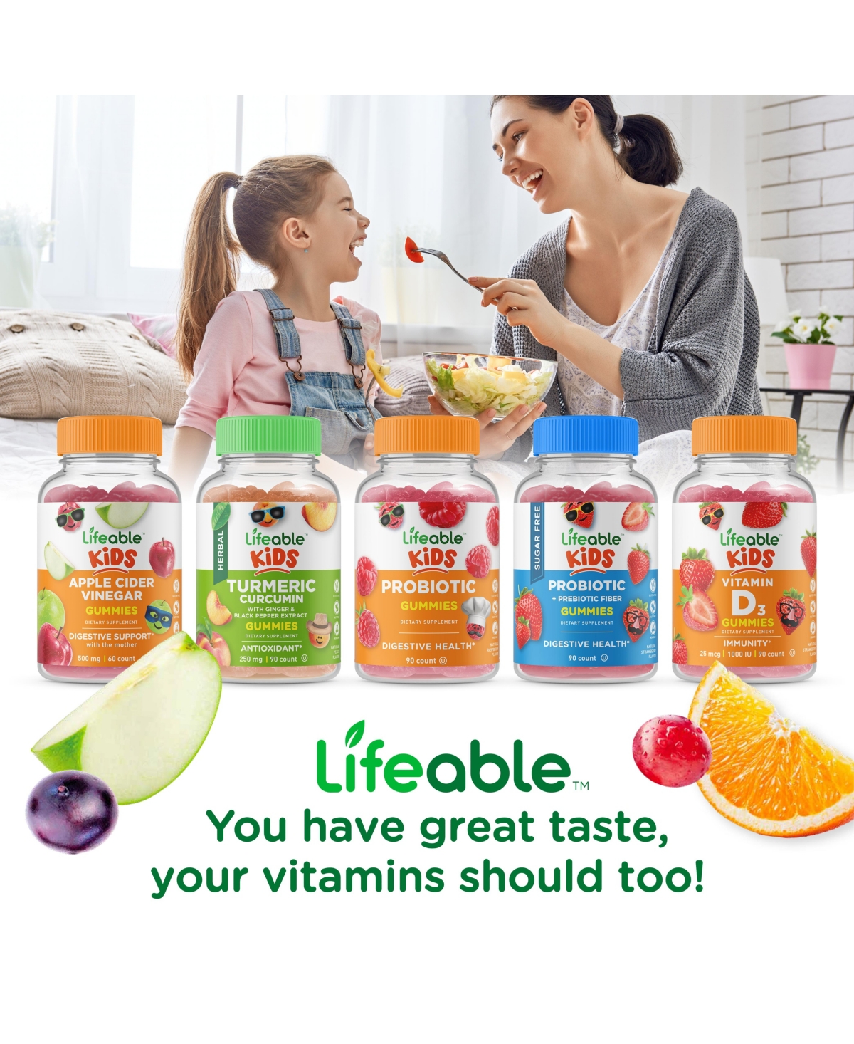 Lifeable Prebiotic Fiber 5g Supplement for Kids Gummies - Digestive System - Great Tasting Natural Flavor, Dietary Supplement Vitamins - Gummies