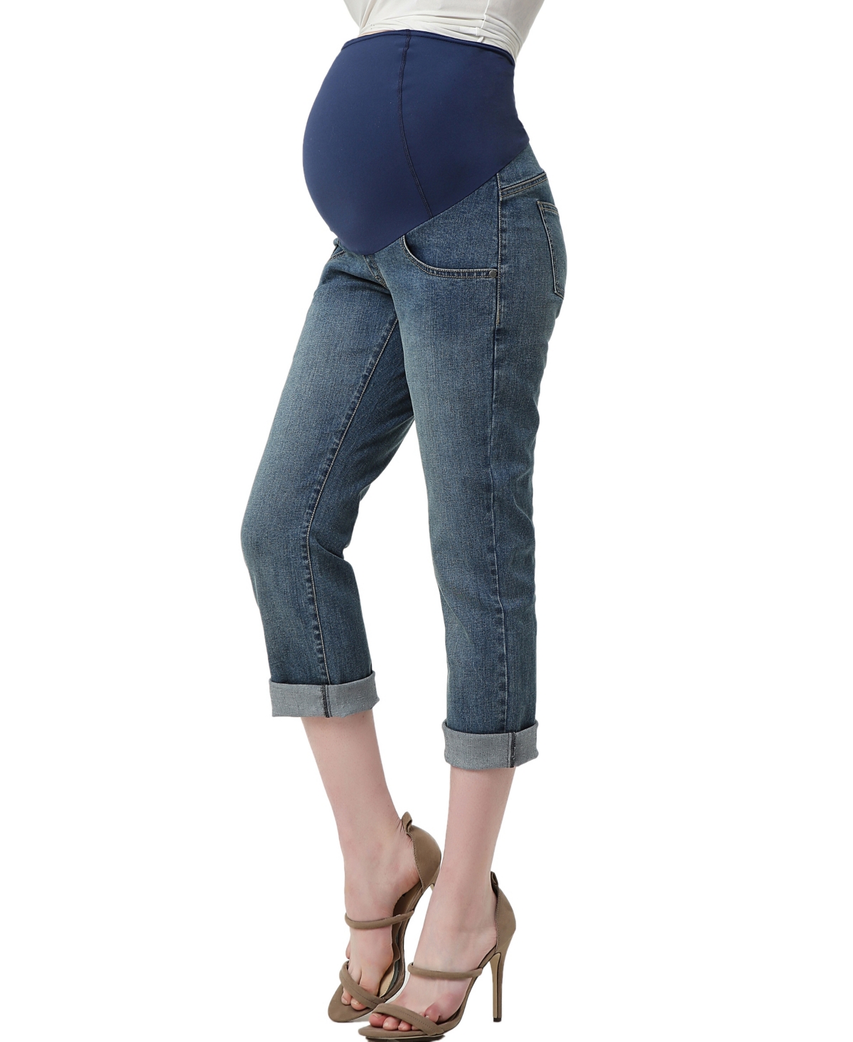 kimi + kai Maternity Jodie Stretch Boyfriend Denim Jeans - Medium indigo