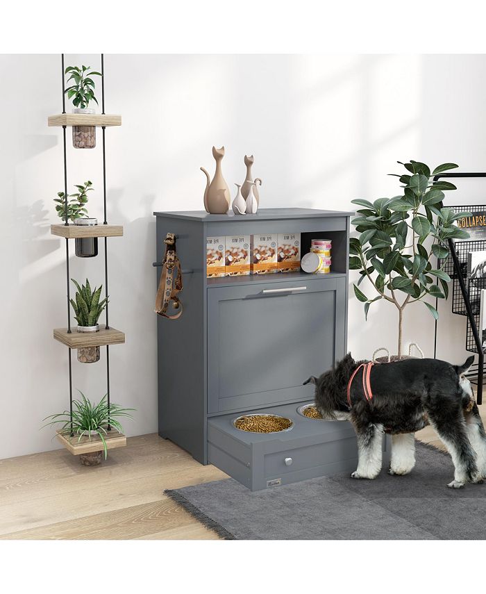 PawHut Pet Feeder Station Storage Storage Container, Gray Macy's