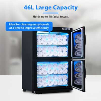 46L 2in1 Dual Cabinet Towel Warmer UV Sterilizer with 4 Racks for Salon Hotel