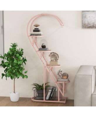 5 Tier Metal Plant Stand with Hanging Hook for Multiple Plants