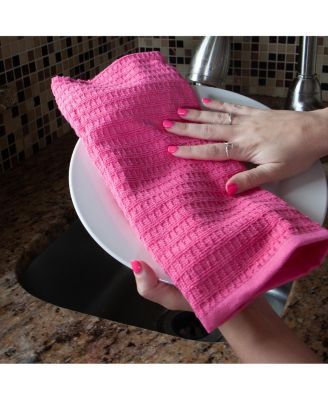 Set of 2 Kitchen Towels, "Luck" Designs to Choose From, One Embroidered Towel with Design and One Matching Solid Color Towel, 16 x 26 in., 100% Cotton