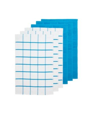 Premier Kitchen Towels (Set of 6), 3 Solid Color Towels and 3 White Towels with Matching Pattern, 15x25 in., Soft Ringspun Cotton