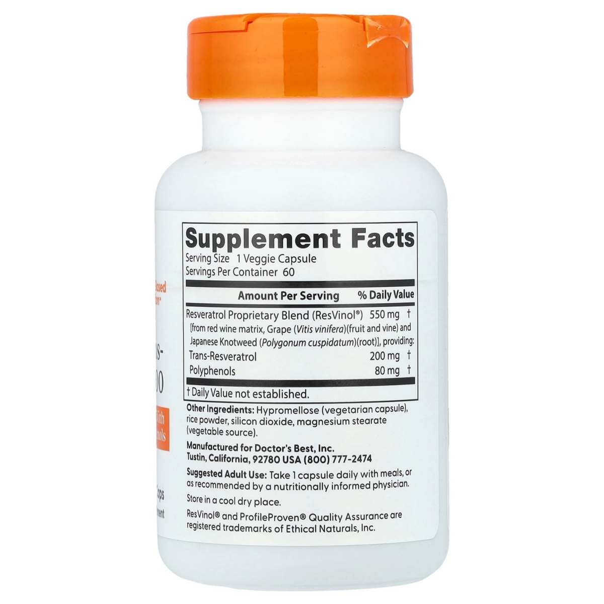 Doctor's Best Trans-Resveratrol 200 200 mg - Veggie Caps - Assorted Pre-pack (See Table 9