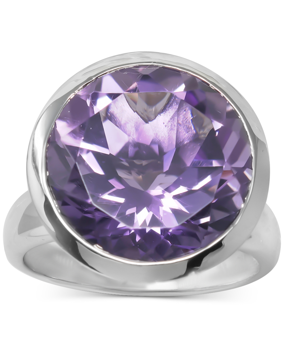 Macy's Amethyst Bezel Statement Ring (9 Ct. T.w.) In Sterling Silver In Amethyst