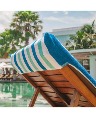 Cabo Cabana Chaise Lounge Chair Covers (2 Pack), Striped Color Options, Soft Cotton, 30x85 in. with 8" Fitted Pocked for Beach Chair