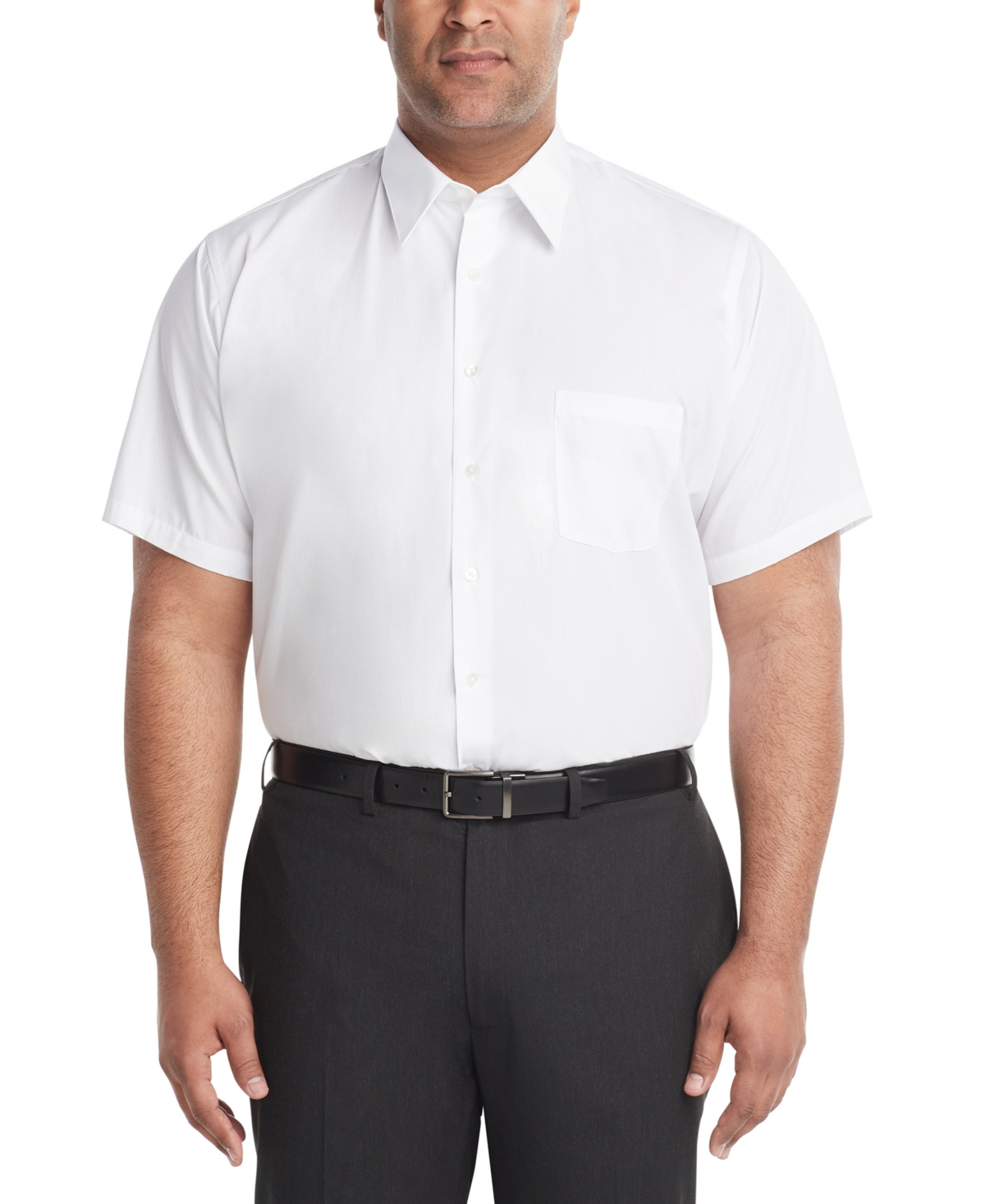 Shop Van Heusen Men's Big & Tall Poplin Short Sleeve Dress Shirt In White