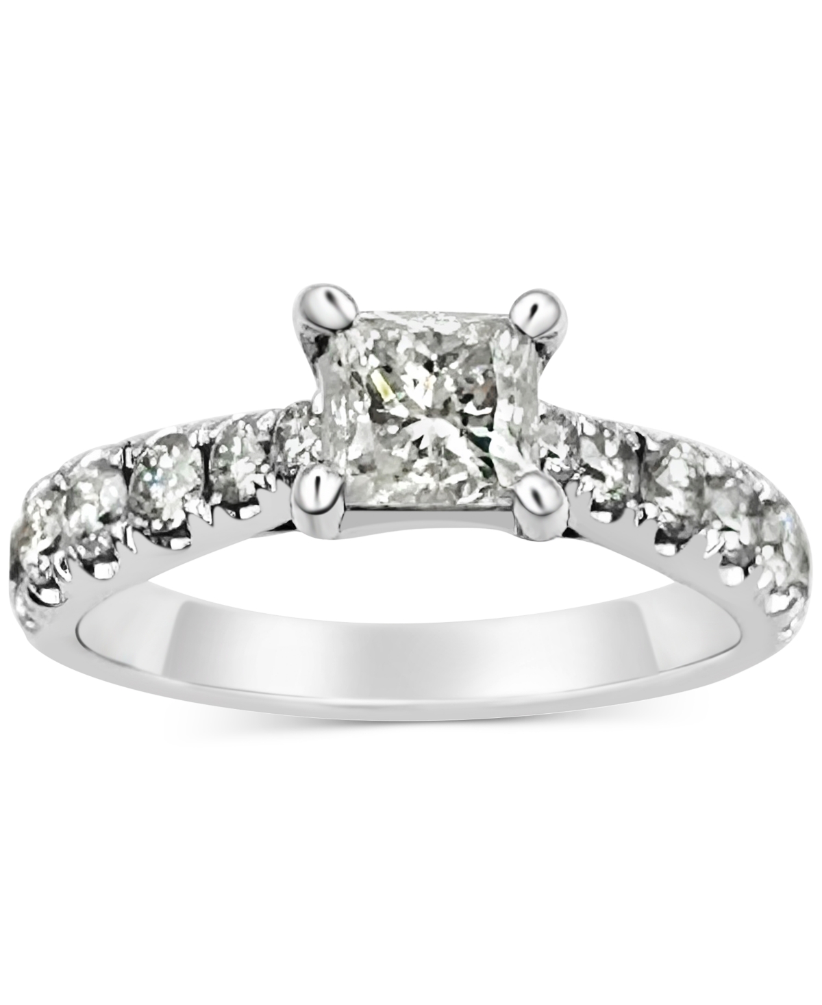 Macy's Diamond Princess-cut Engagement Ring (1-1/2 Ct. T.w.) In 14k White Gold In Metallic