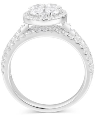 Diamond Halo Cluster Engagement Ring (1-1/2 ct. t.w.) in 14k White Gold