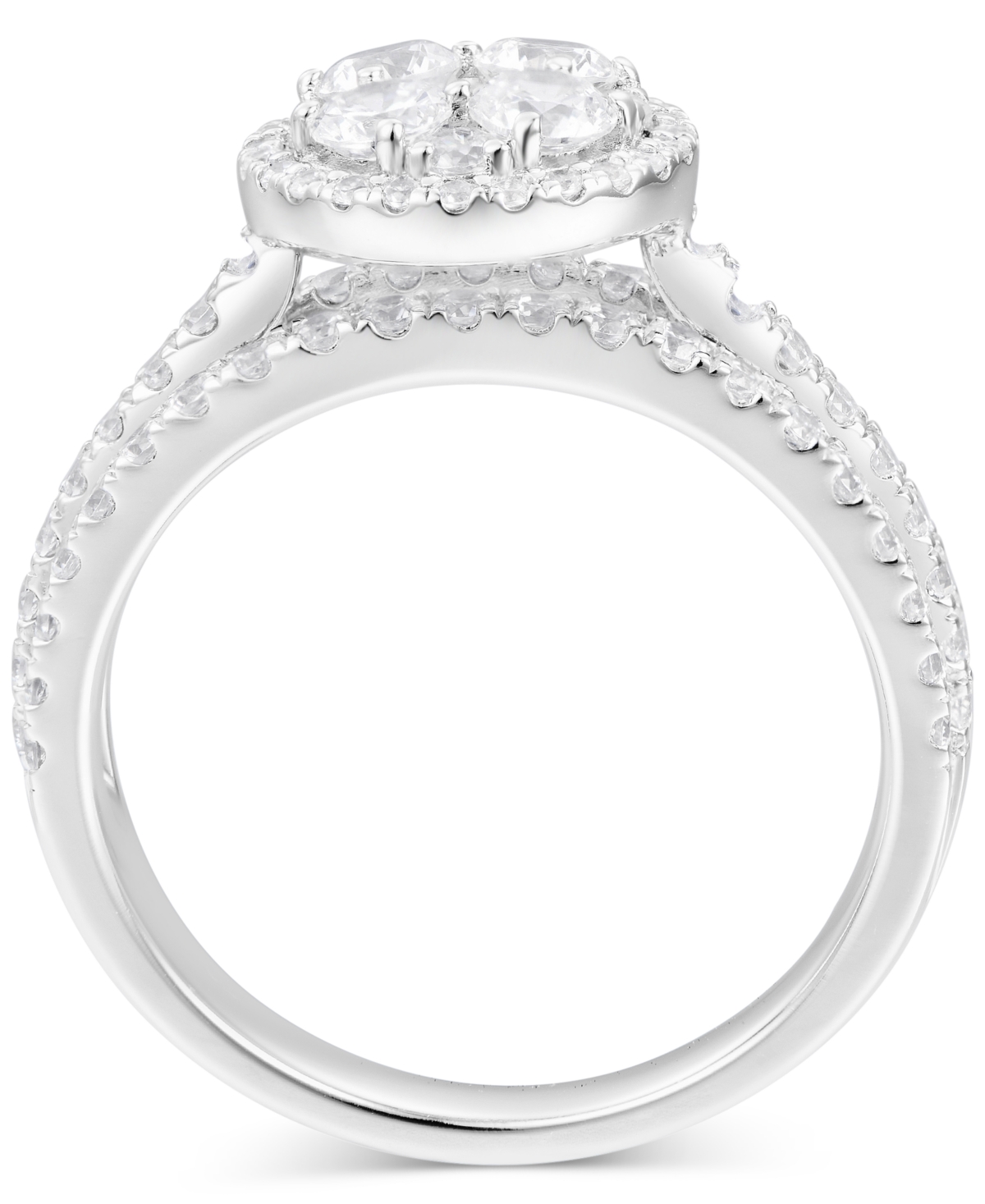 Diamond Halo Cluster Engagement Ring (1-1/2 ct. t.w.) in 14k- White Gold