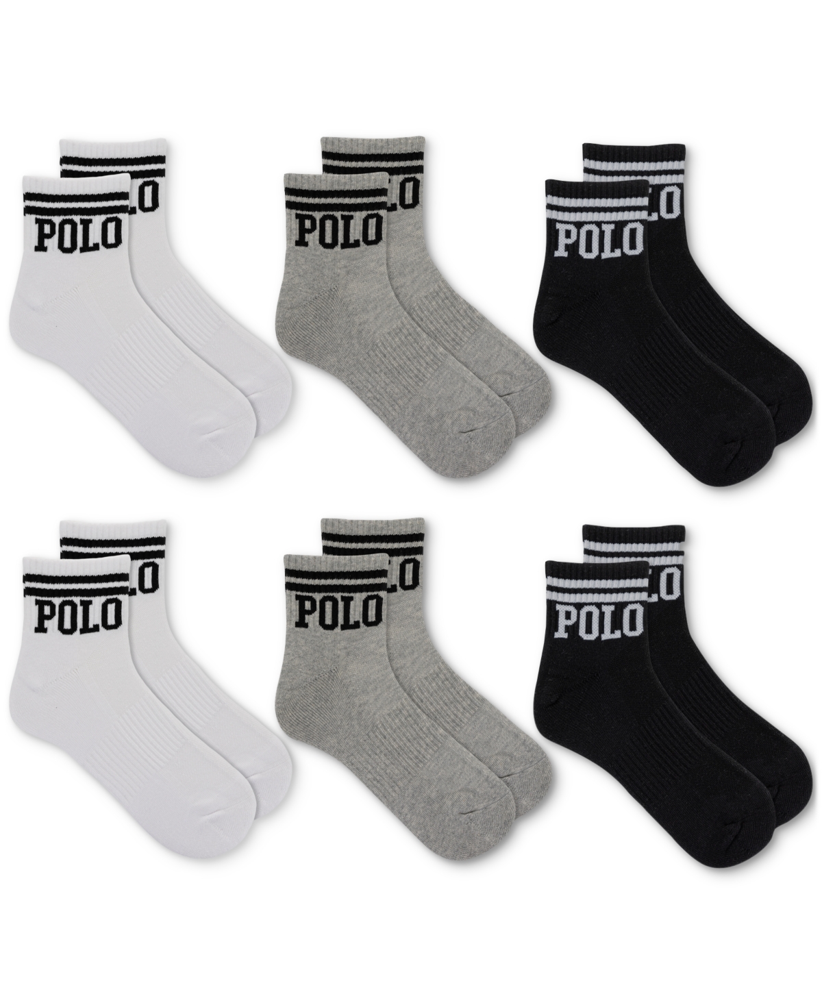 Shop Polo Ralph Lauren Men's Classic Sports Double Bar Ankle Socks, 6-pack In Whast