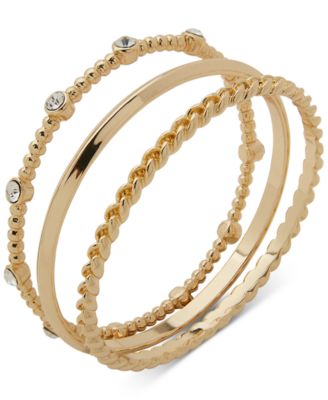 Anne Klein - Gold-Tone 3-Pc. Set Crystal Bangle Bracelets