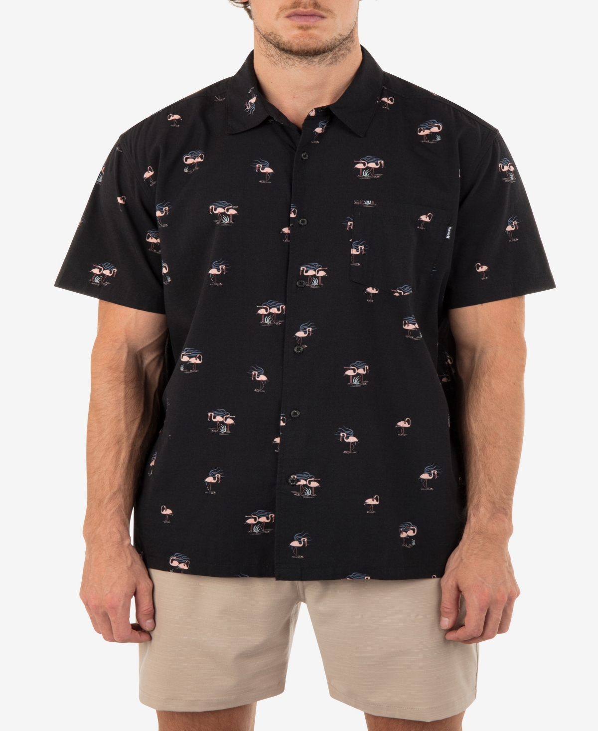 Shop Hurley Men's Rincon Print Short Sleeve Button-up Shirt In Black Tonal