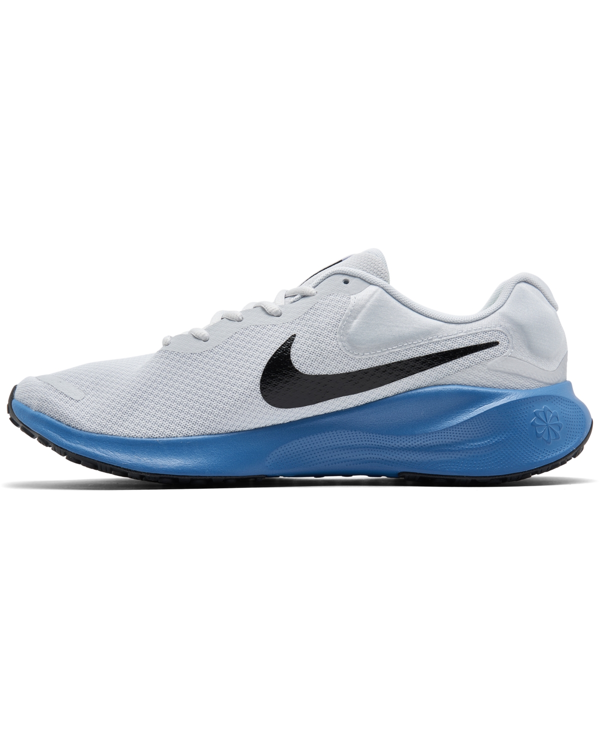 Shop Nike Men's Revolution 7 Running Sneakers From Finish Line In Pure Platinum,blue,black