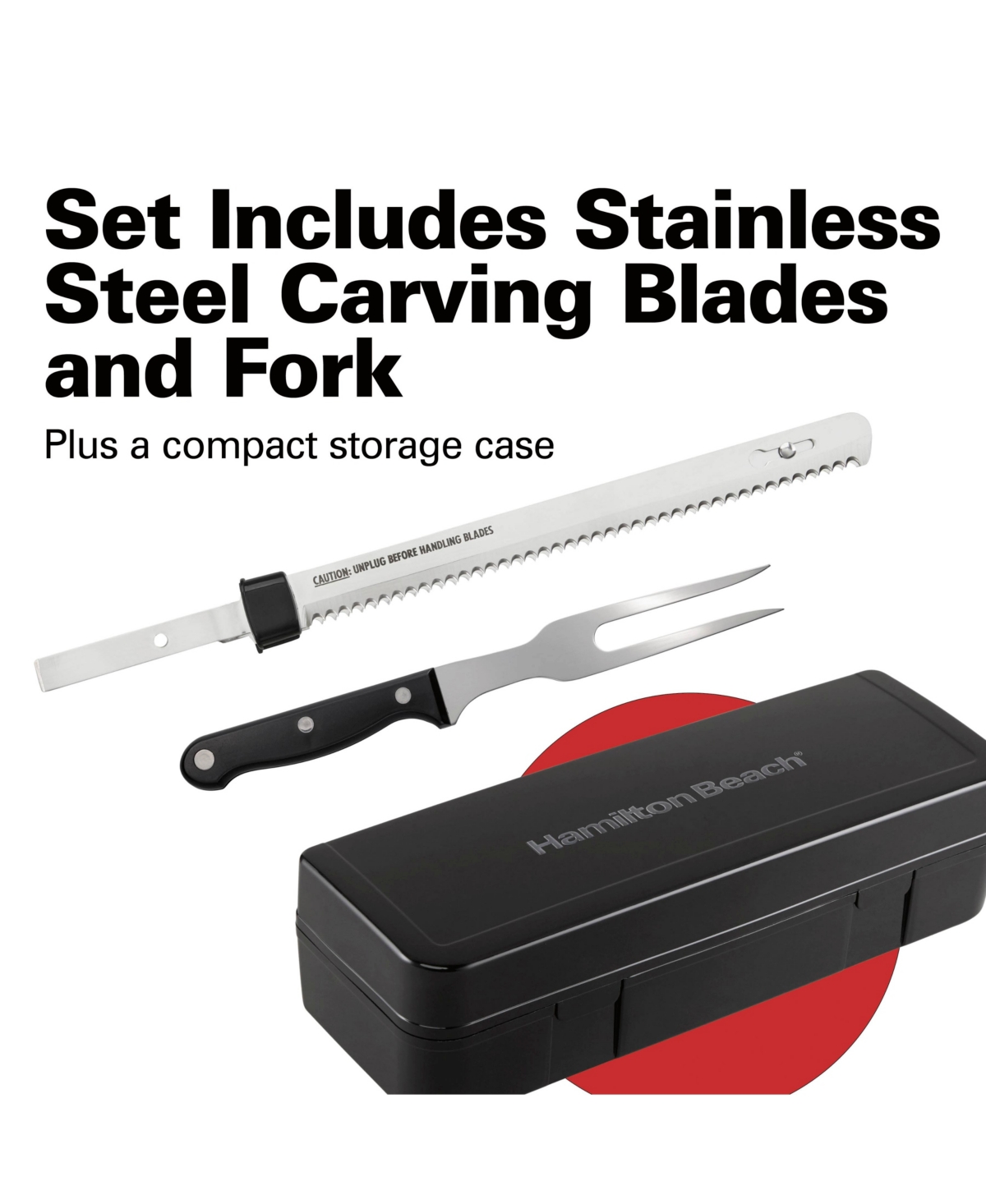 Hamilton Beach Electric Knife Set With Fork Case In Black