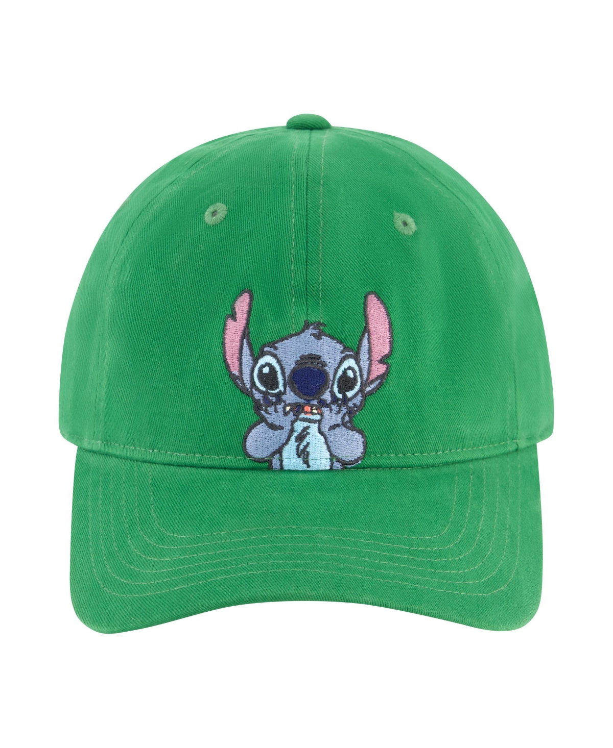 Stitch Hands On Face Peek A Boo Embroidery Dad Cap - Green