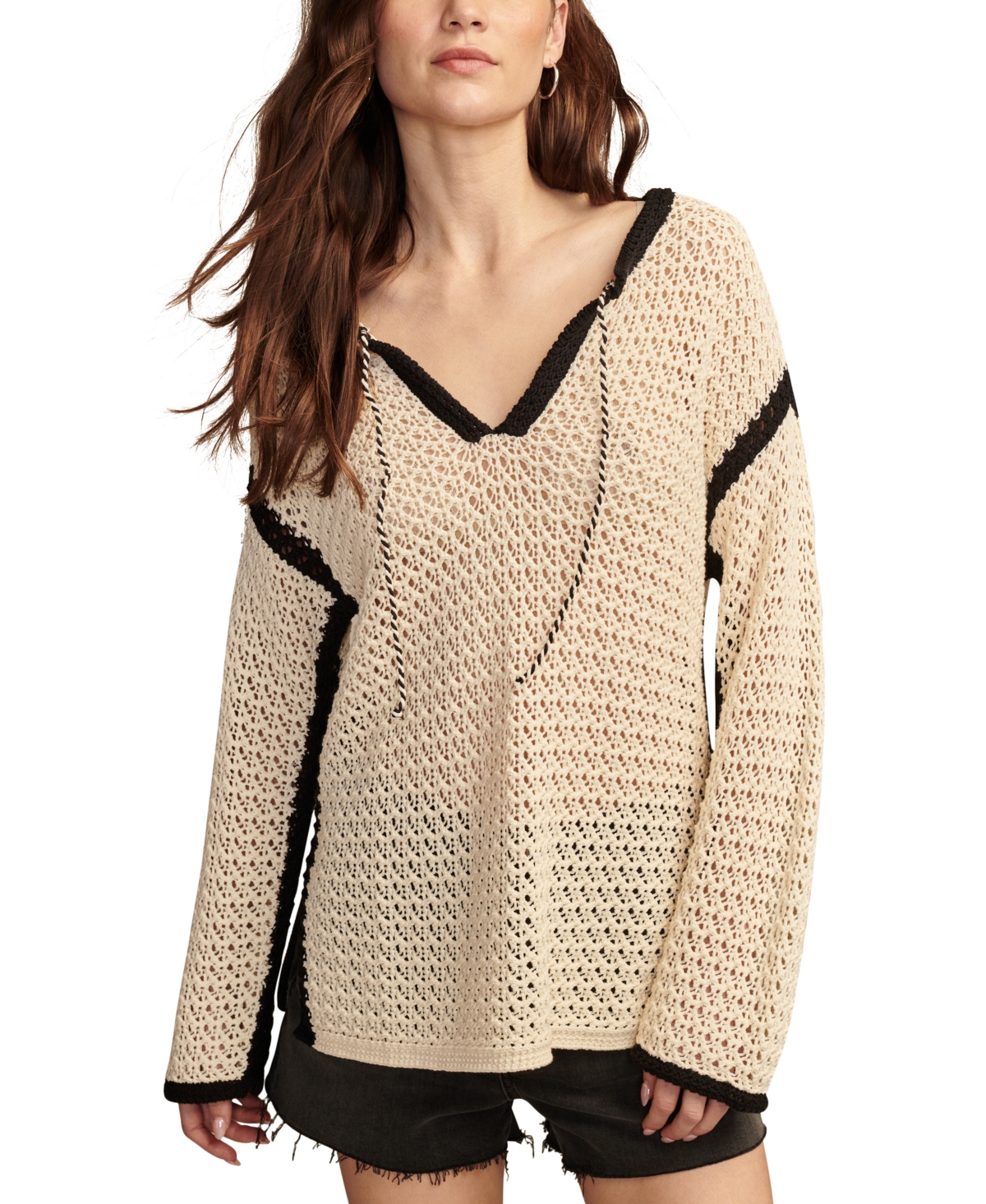 Women's Cotton Oversized Crochet Tunic - Tofu