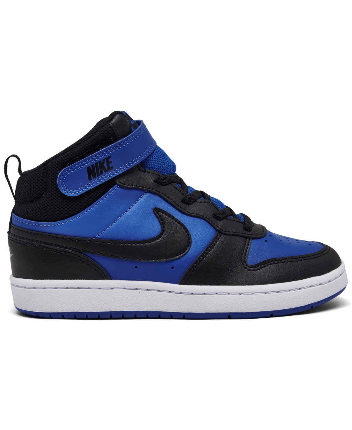 Nike Kids' Little Boys' Court Borough Mid 2 Fastening Strap Casual Sneakers From Finish Line In Game Royal,black