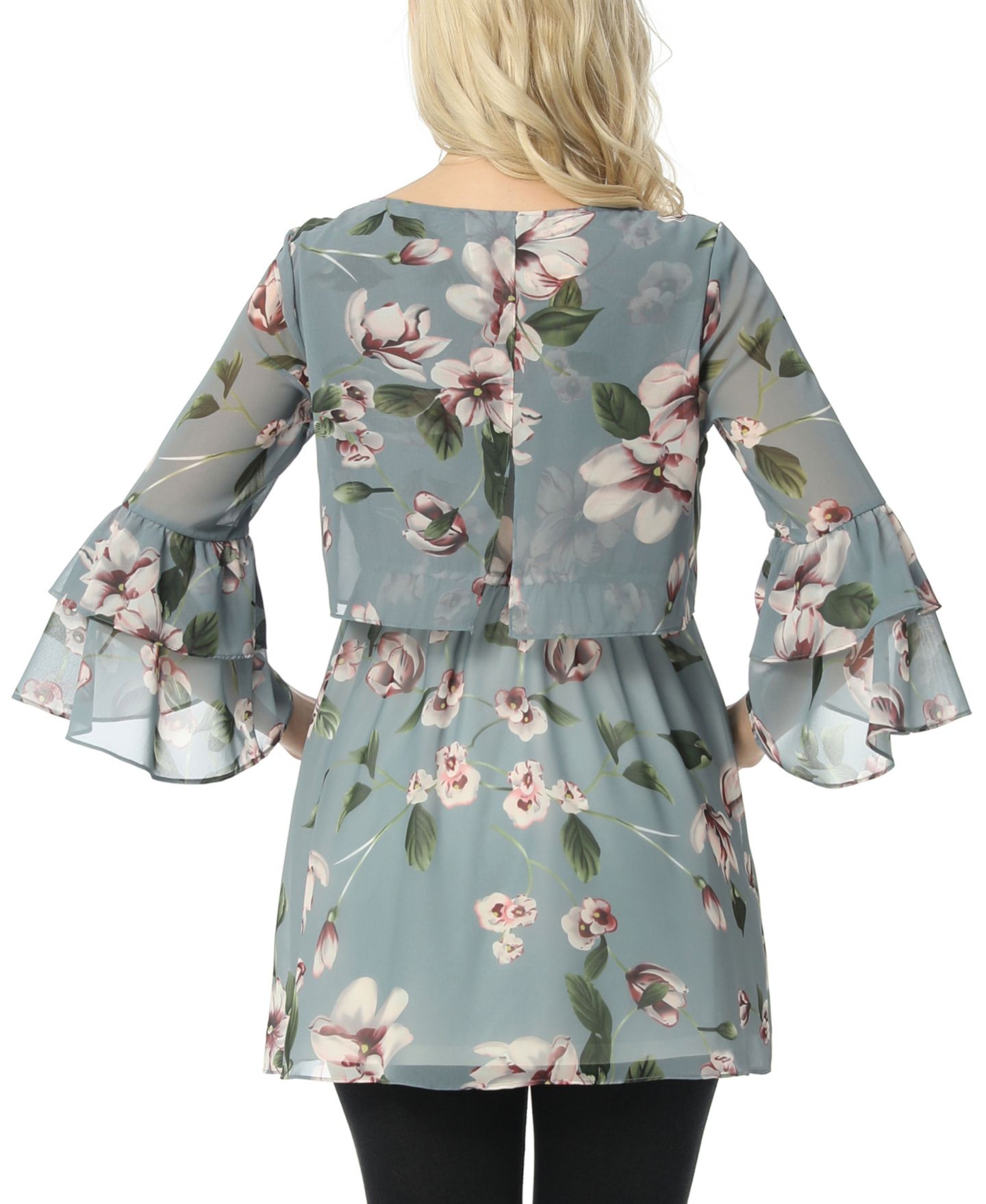 Женская блузка kimi + kai Floral Print Chiffon Nursing Blouse, цвет: Разноцветный — фото 3