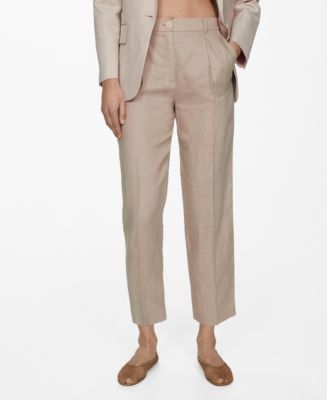 MANGO Women's 100% Linen Straight Pants - Macy's