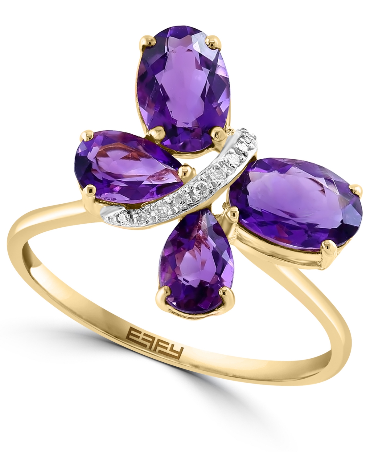 Effy Collection Effy Amethyst (1-3/4 Ct. T.w.) & Diamond Accent Butterfly Ring In 14k Gold In Yellow Gol