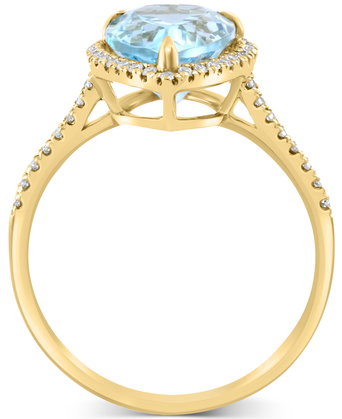 Effy Collection Effy Sky Blue Topaz (3-5/8 Ct. T.w.) & Diamond (1/6 Ct. T.w.) Pear Ring In 14k Gold In Yellow Gol