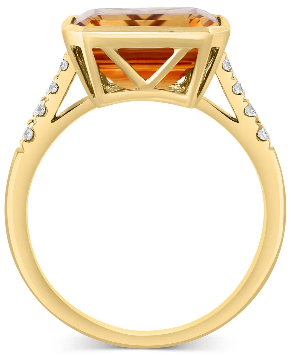 Effy Collection Effy Citrine (4-1/3 Ct. T.w.) & Diamond (1/6 Ct. T.w.) Statement Ring In 14k Gold In Yellow Gol