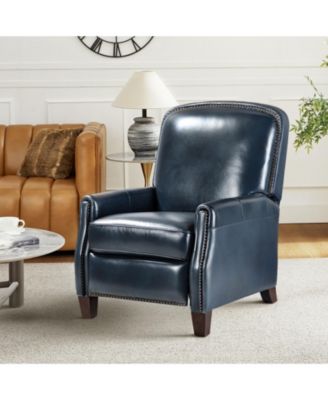 Hickey Modern Genuine Leather Recliner with Nailhead Trim
