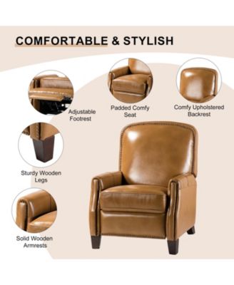 Hickey Modern Genuine Leather Recliner with Nailhead Trim