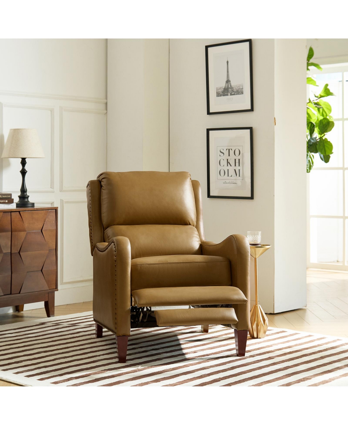 Hulala Home Leather Pushback Recliner chair with Adjustable Backrest for Livingroom