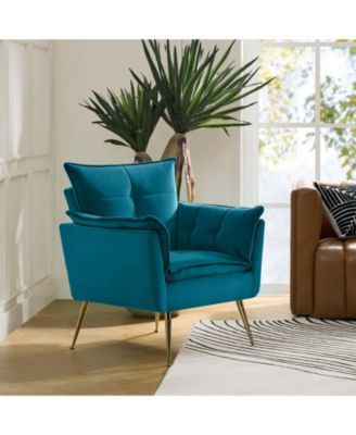 Velvet Accent Chair with Gold Legs