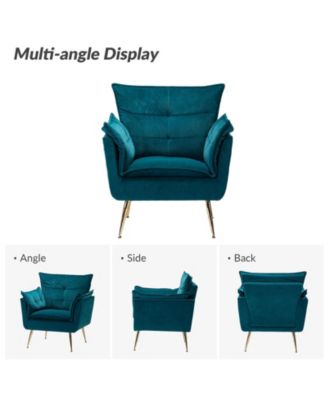 Velvet Accent Chair with Gold Legs