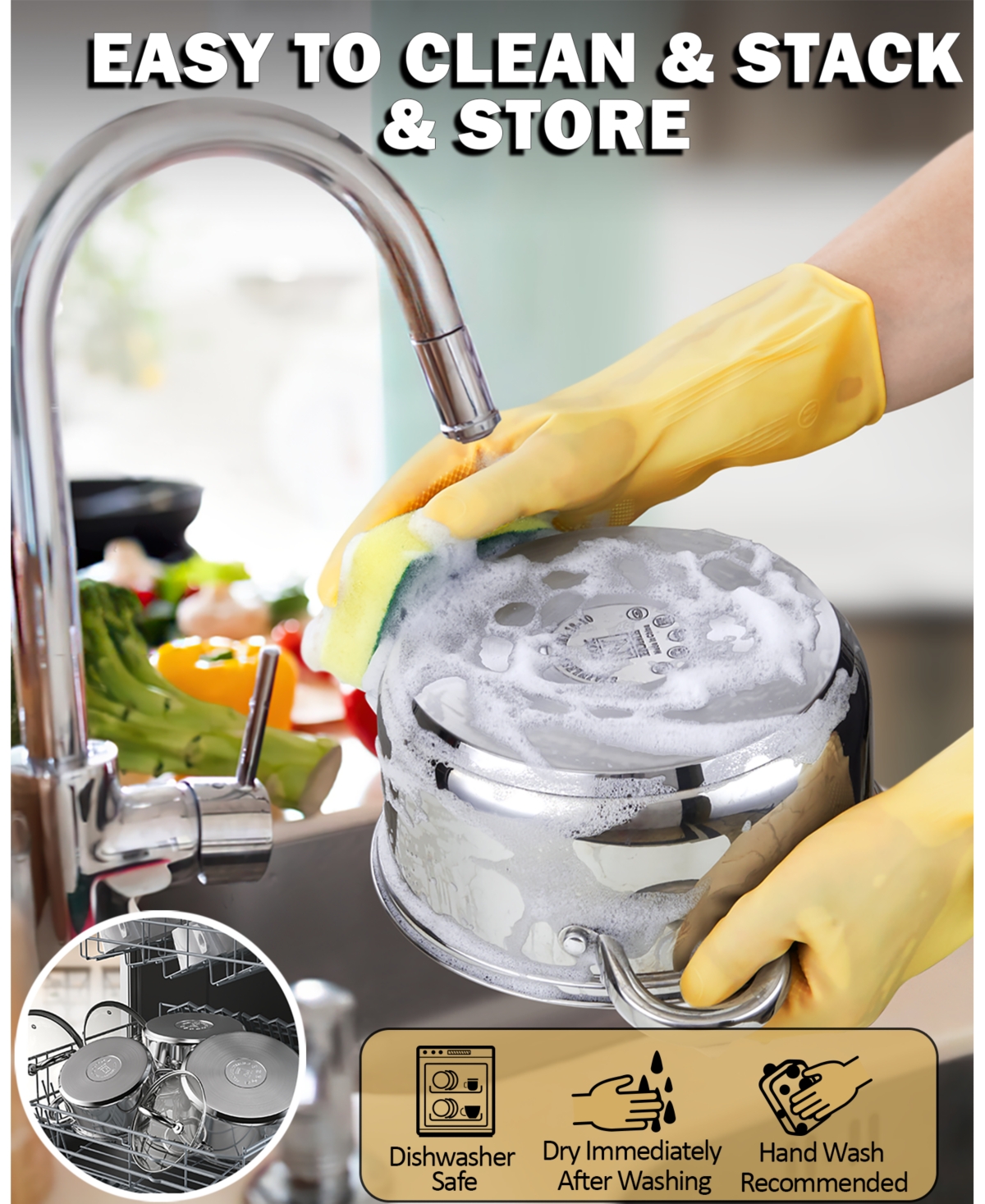 Cook N Home Stockpot with Lid, BasicsSoup Pot, 8-Quart - Stainless steel
