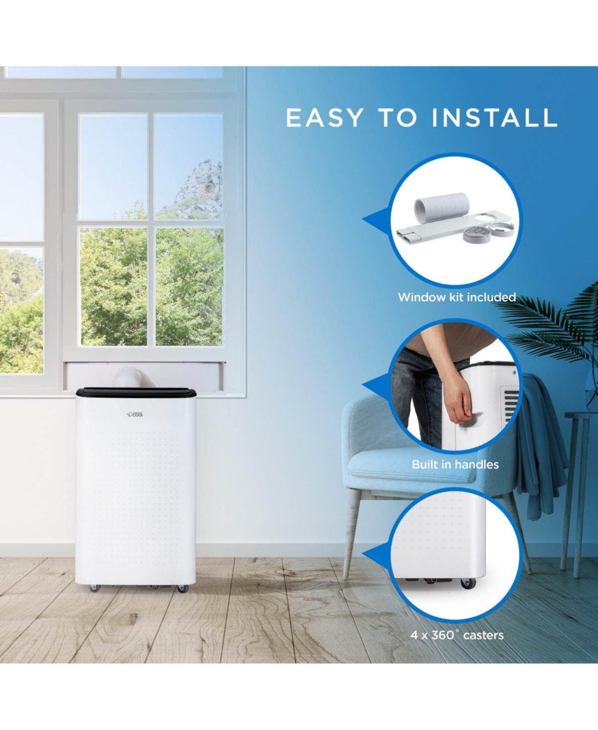 Commercial Cool Portable Air Conditioner 12,000 Btu Air Conditioner Unit with Dehumidifier & Fan, Ac Unit Cools up to 550 Square Feet, Indoor Air Cond