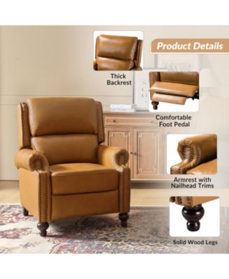 Franco Traditional Genuine Leather Manual Recliner