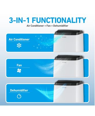 8,150 BTU SACC/CEC Portable Air Conditioner, 550 Sq. Ft., 12,000 BTU ASHRAE 128, White