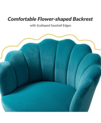 Modern Velvet Barrel Chair with Channel Tufted Back