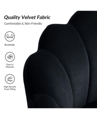 Modern Velvet Barrel Chair with Channel Tufted Back