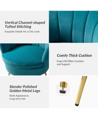Modern Velvet Barrel Chair with Channel Tufted Back