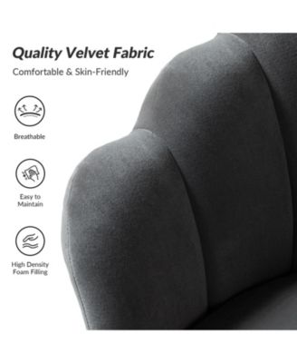 Modern Velvet Barrel Chair with Channel Tufted Back